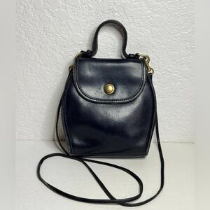 Vintage RARE COACH DERBY Black Leather Top Handle Crossbody Bag Purse